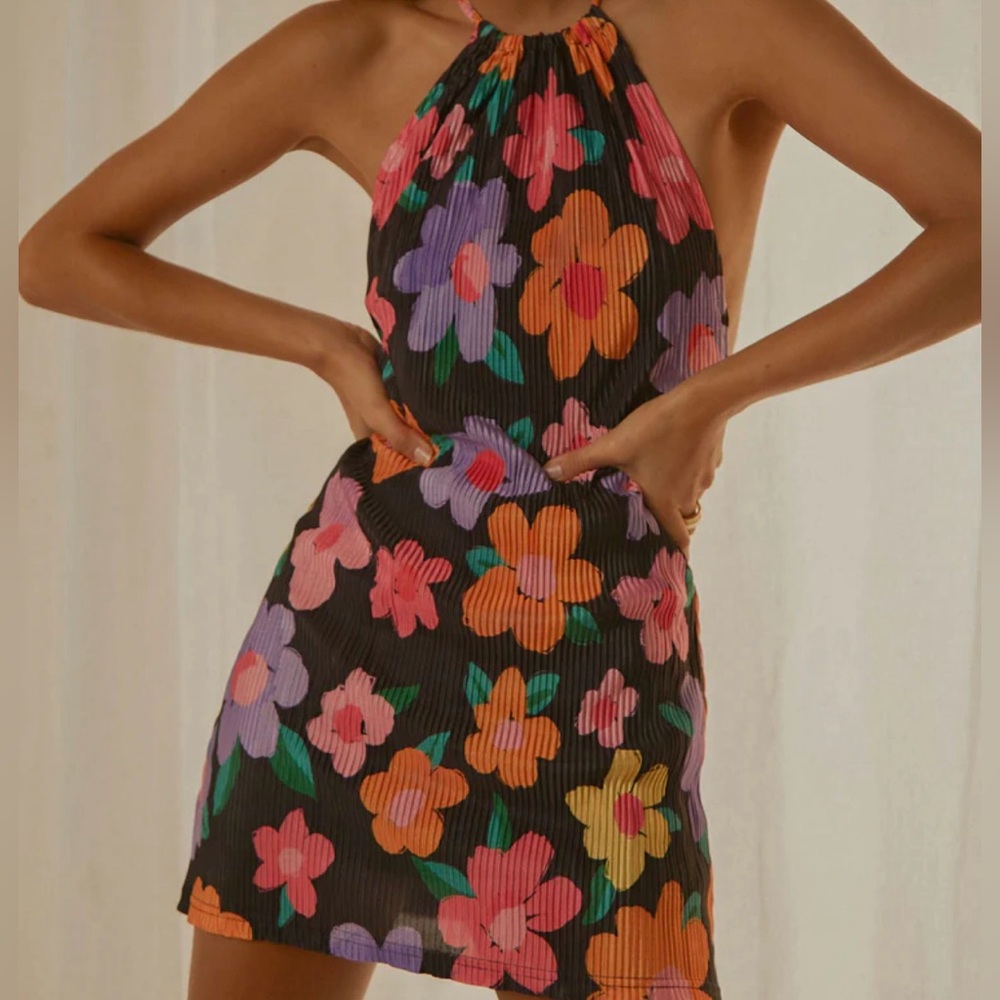 Peppermayo Love From Europe Halter Dress - Noir Bloom